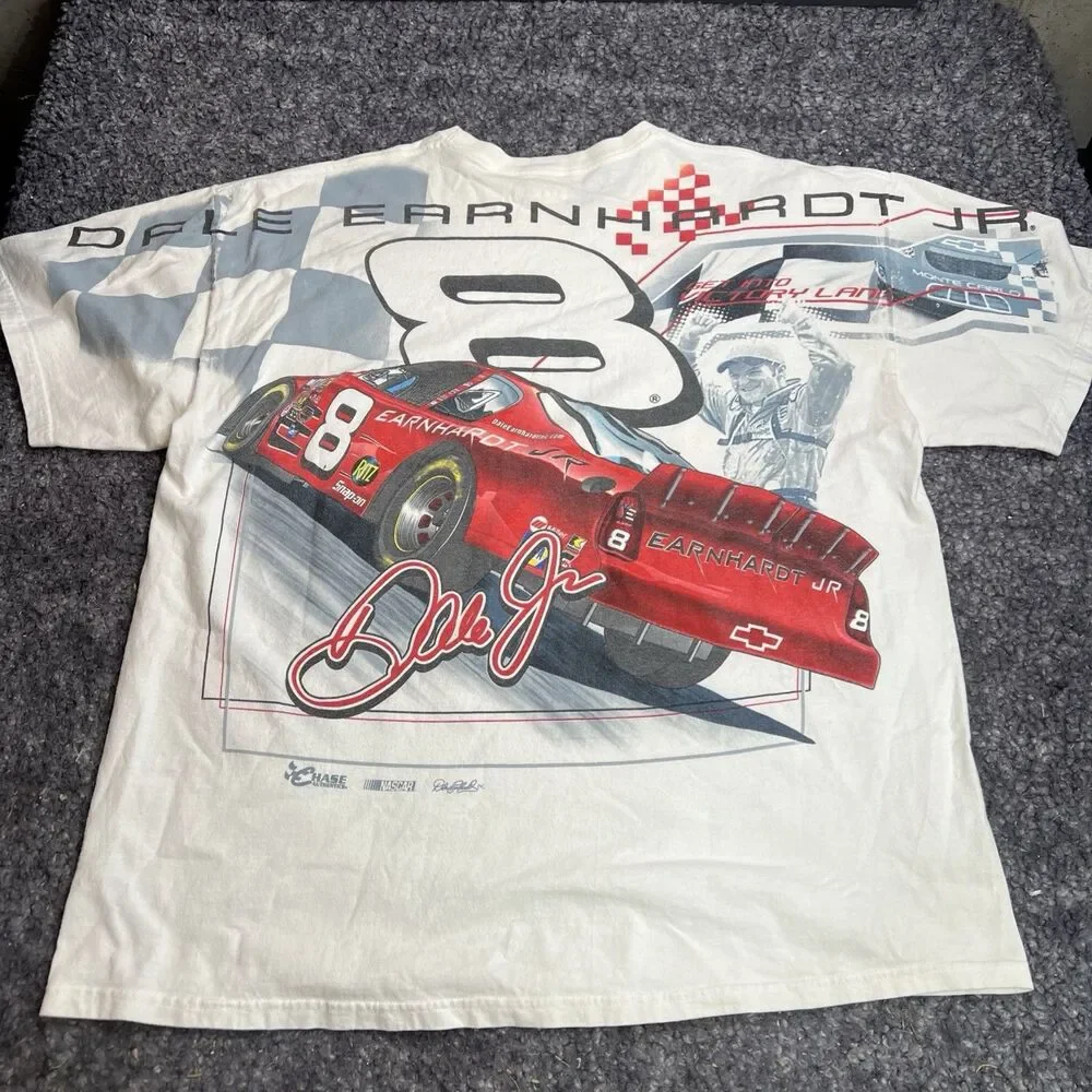 VTG Dale Earnhardt Jr Nascar All Over Print AOP Racing Chase T-Shirt Size L